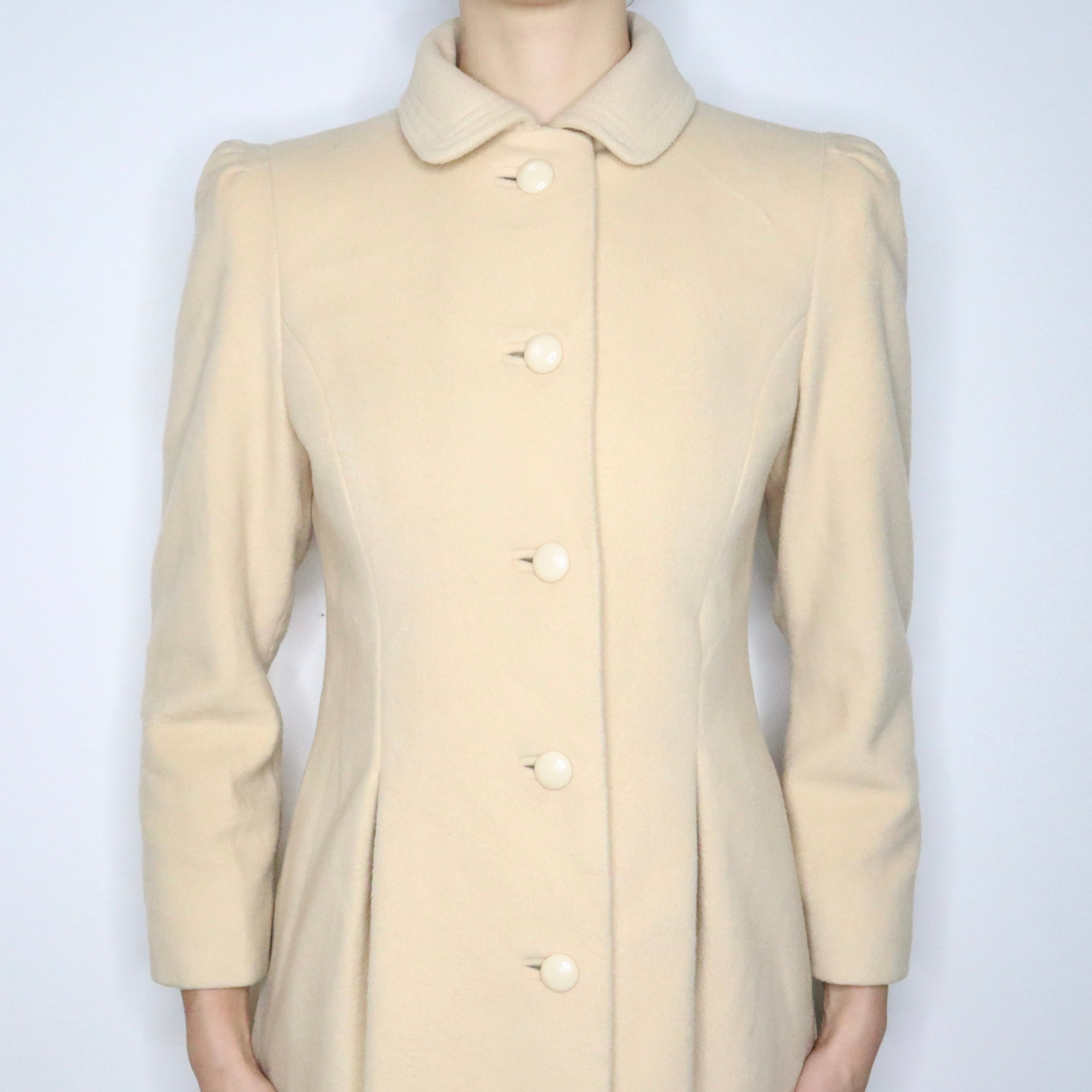 80s ALBERT NIPON Cream Cashmere Princess Coat (S)