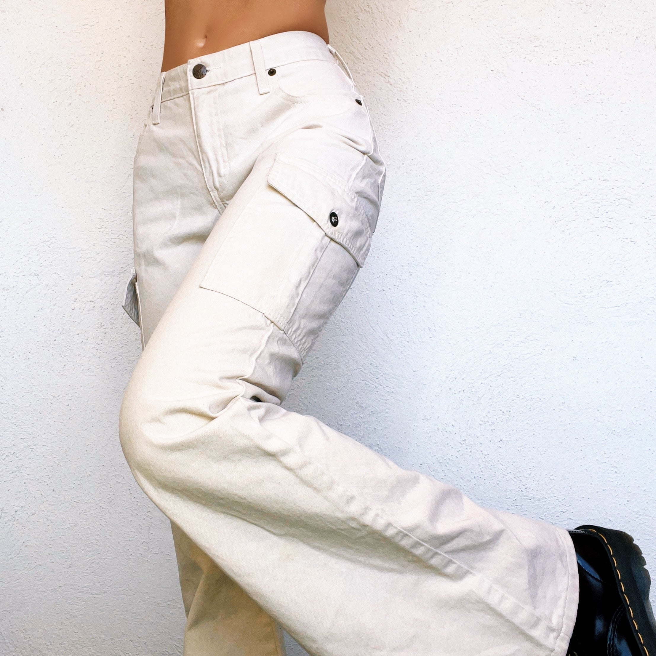 Vintage Khaki Cargo Flare Pants