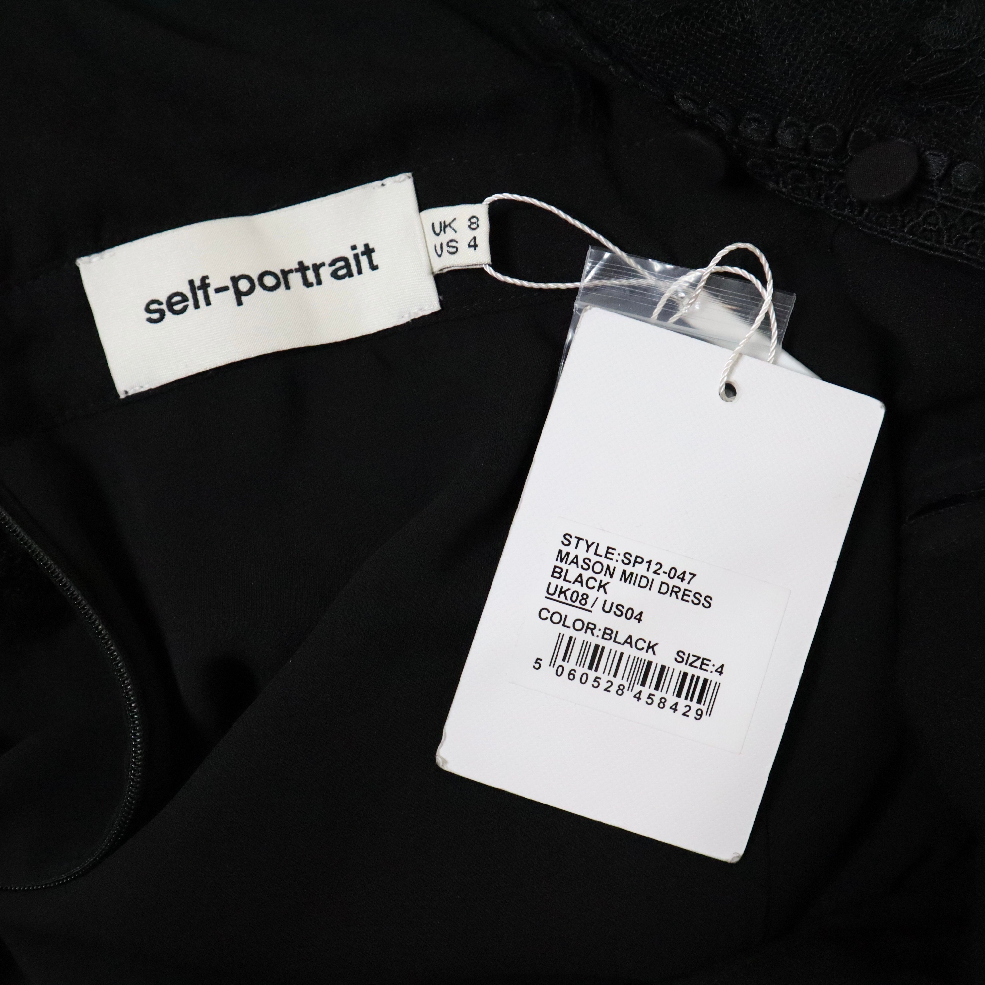 SELF PORTRAIT Black Mason Midi Dress (S)