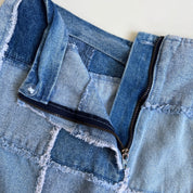 Vintage 90s denim patchwork mini skirt - L