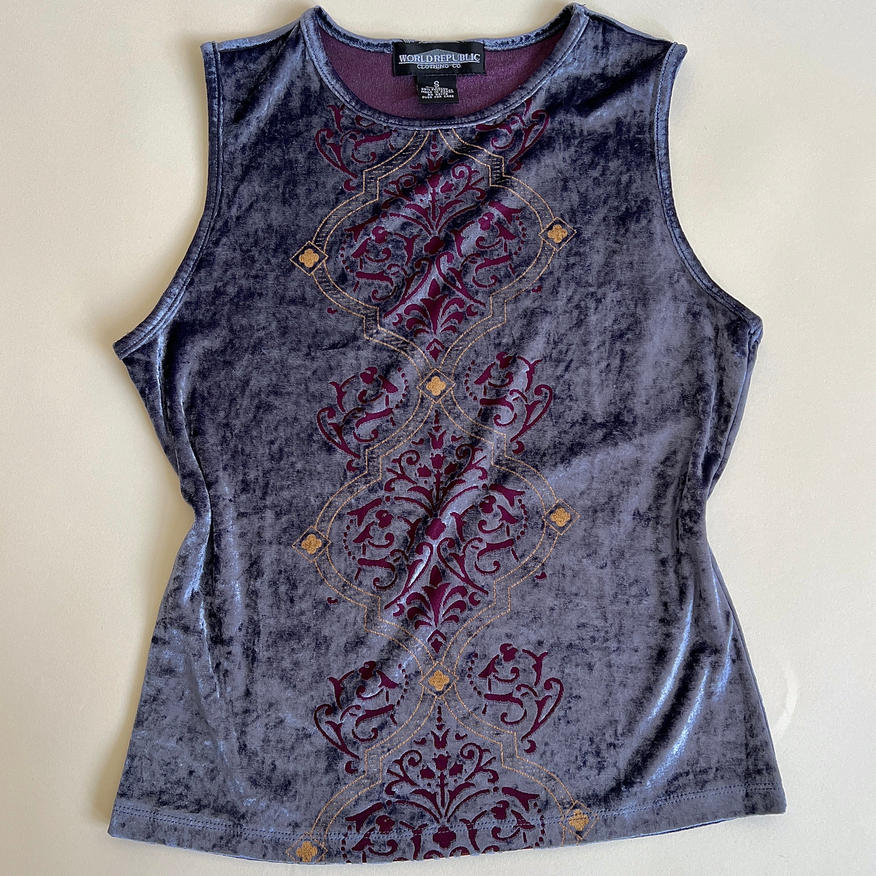 Vintage 90s velvet print tank - L/XL