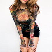 90s Floral Mesh Top