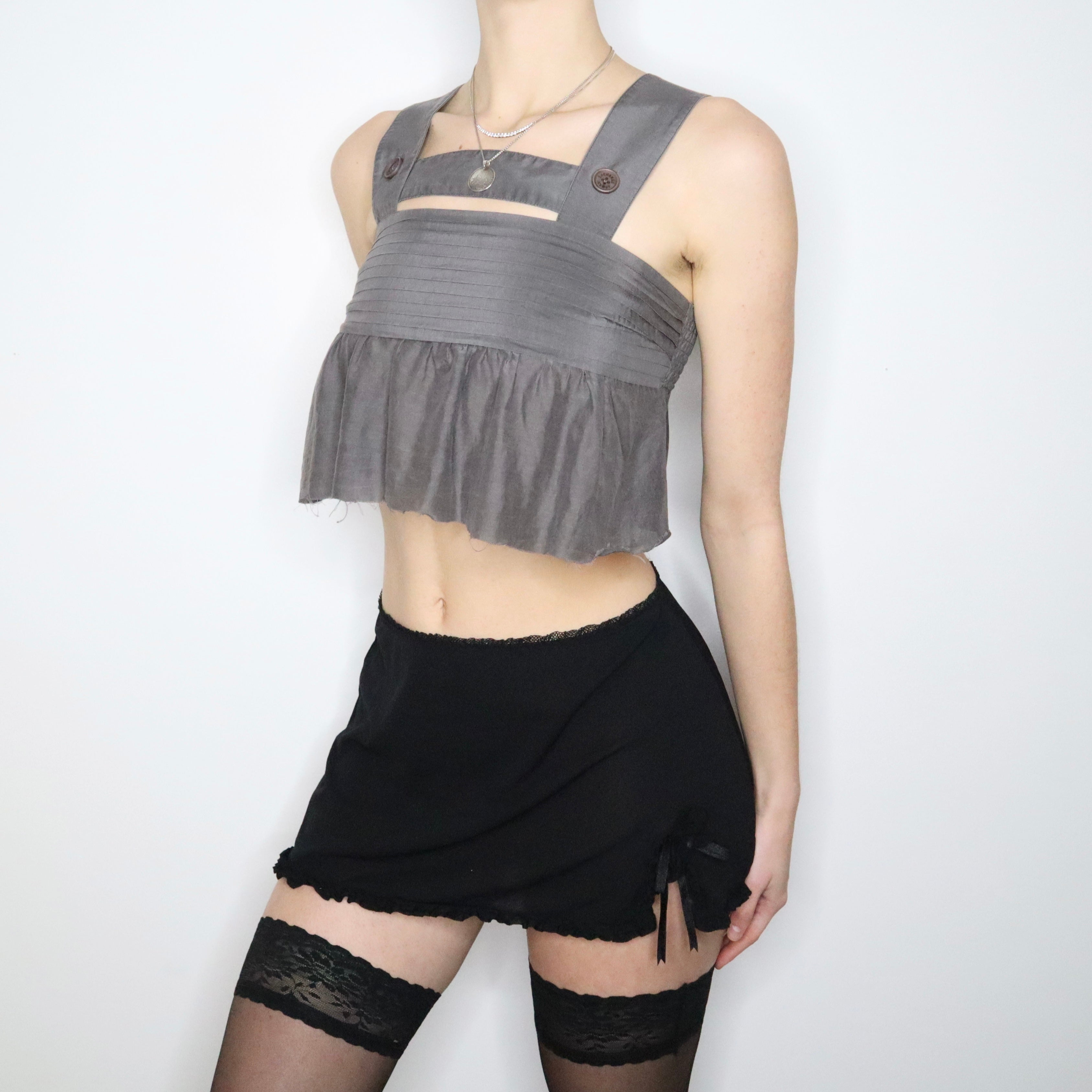 Y2K ARMANI EXCHANGE Gray Babydoll Top (XS/S)