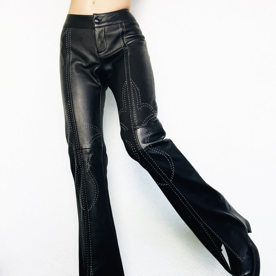 Vintage Stitched Leather Pants