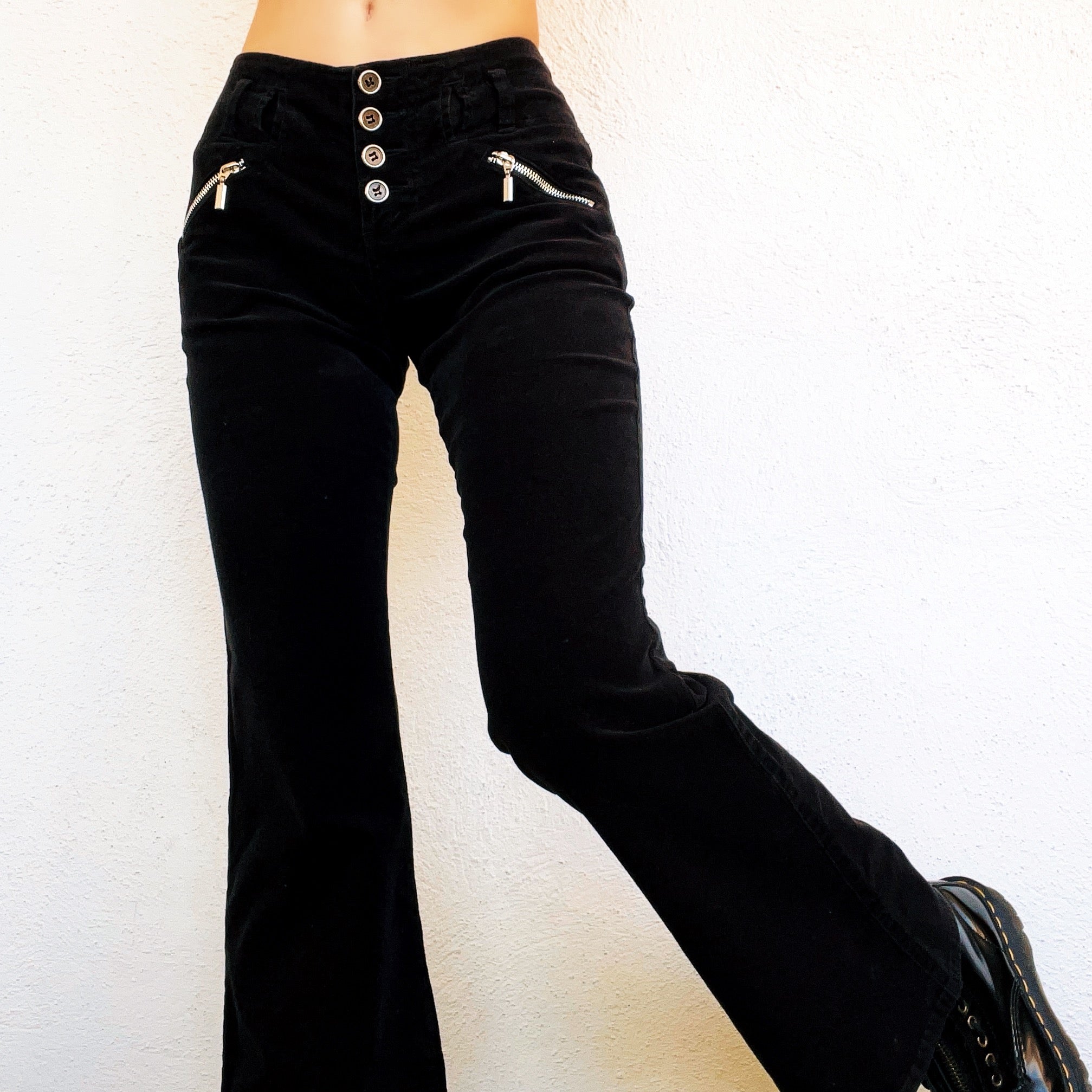Early 2000s Black Corduroy Flare Pants