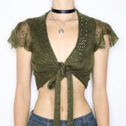 Vintage Y2K Moss Mohair Fairy Bolero (Small)