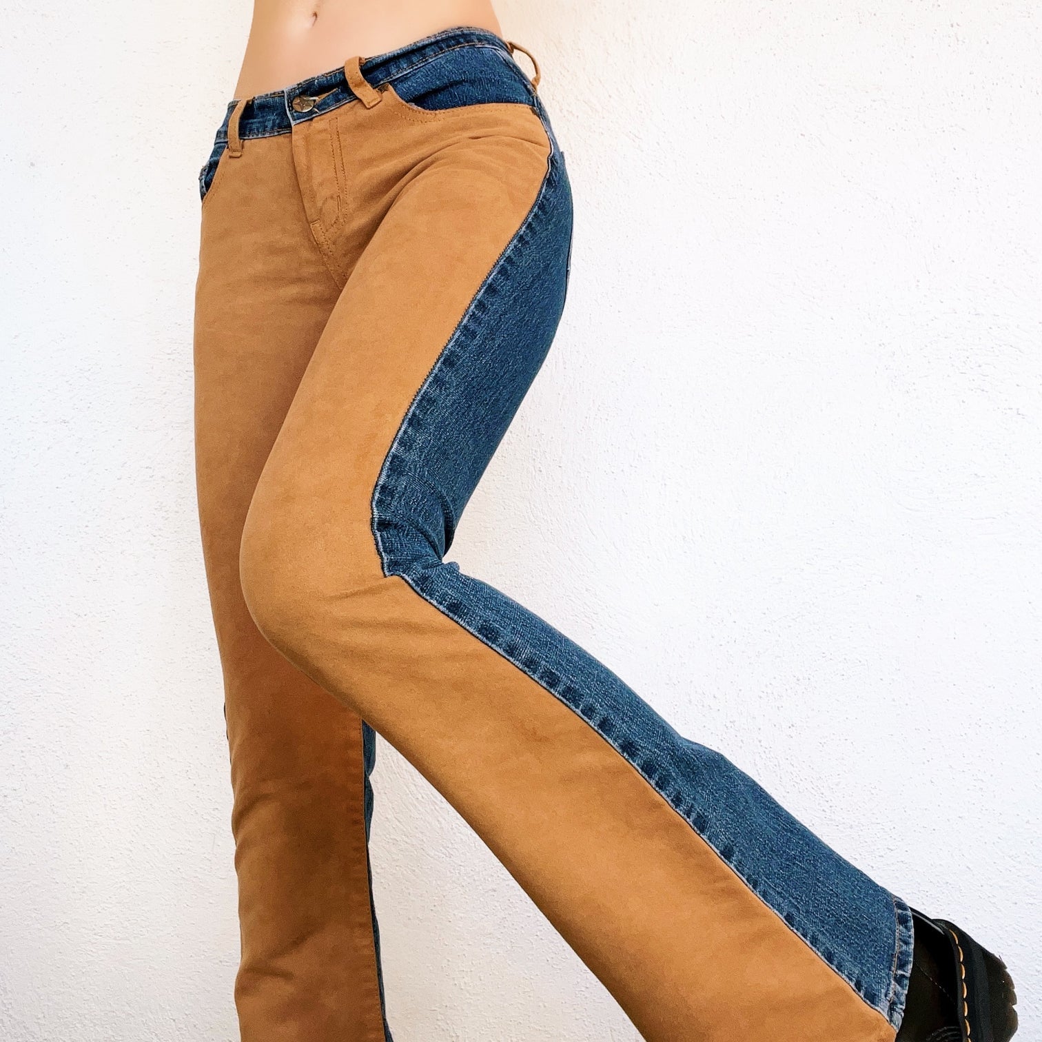 Faux Suede Bubblegum Jeans