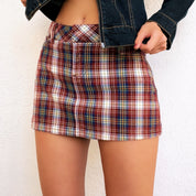 Red & White Plaid Mini Skirt