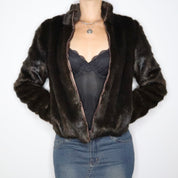 90s Brown Faux Fur Coat (XS)