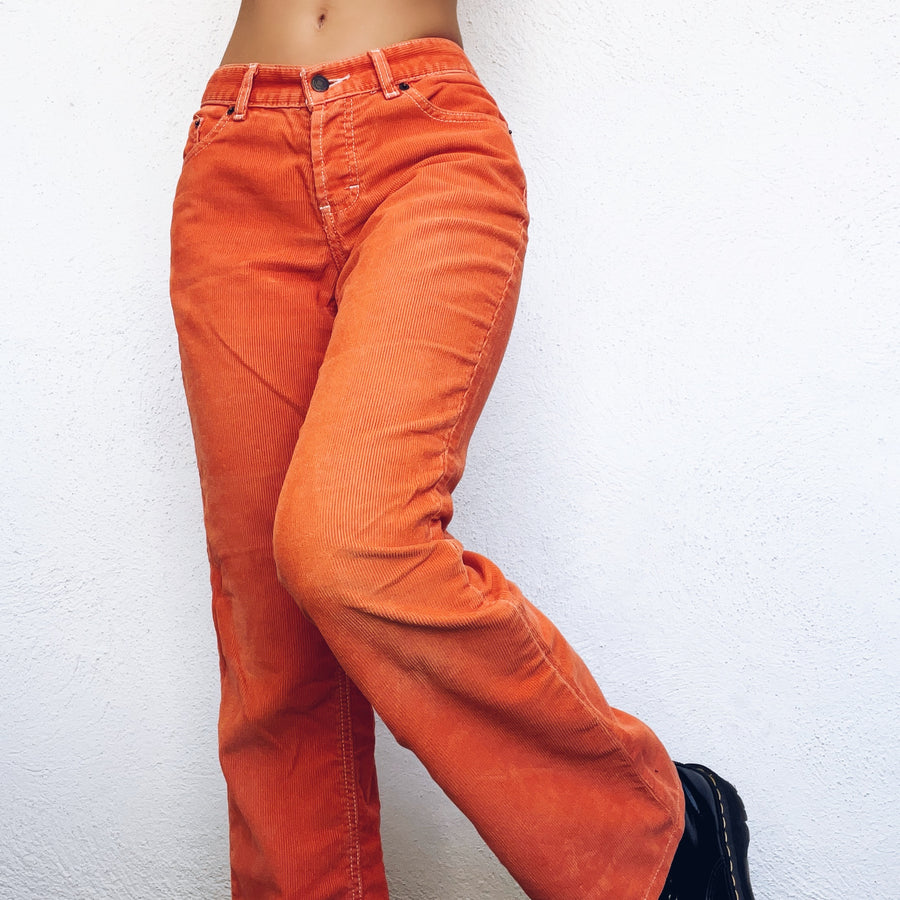 Early 2000s Tangerine Corduroy Flare Pants
