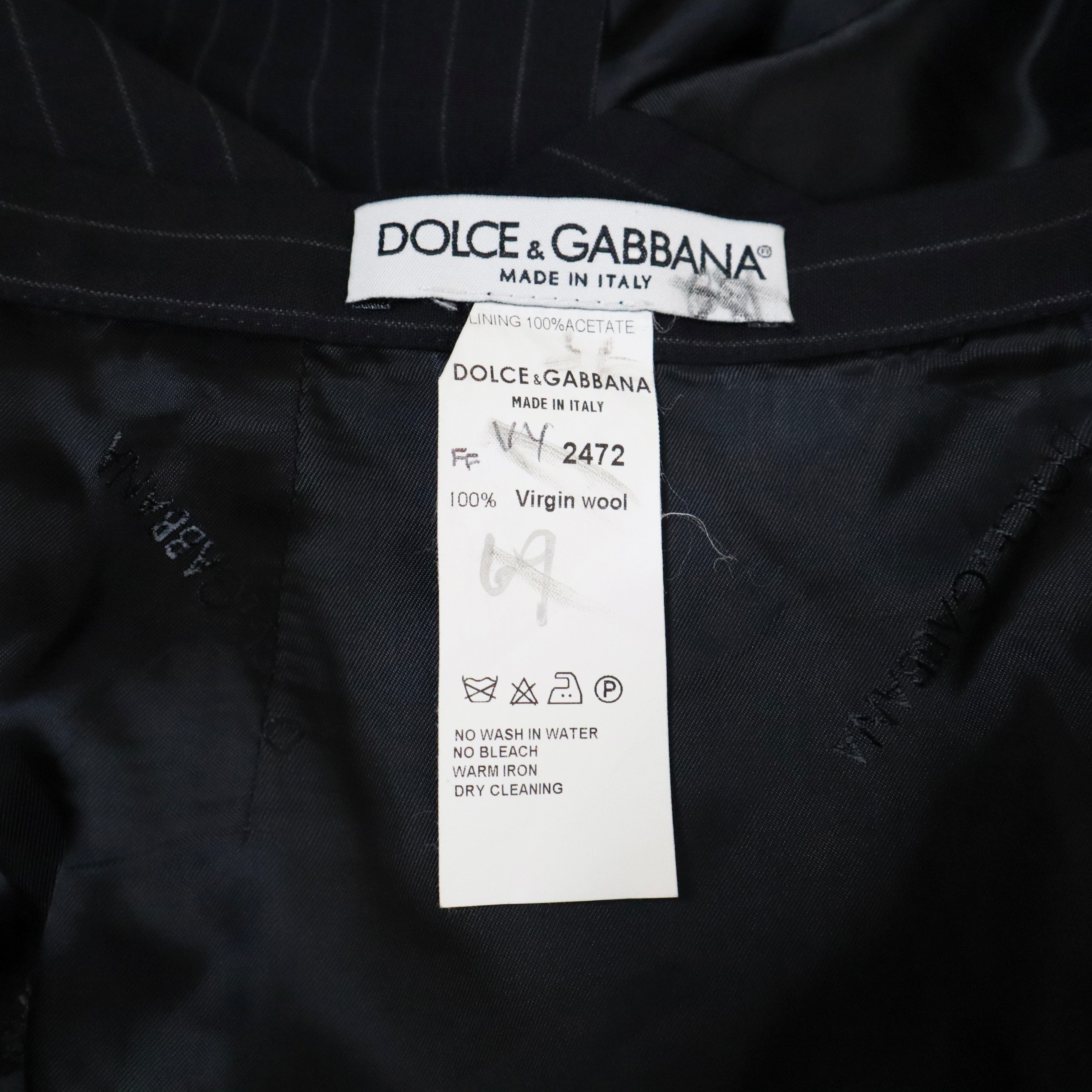 Dolce & Gabbana Navy Pinstripe Midi Skirt (Medium)