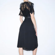 SELF PORTRAIT Black Mason Midi Dress (S)