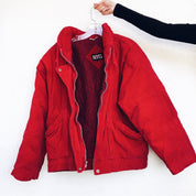 80s Red Corduroy Bomber Jacket