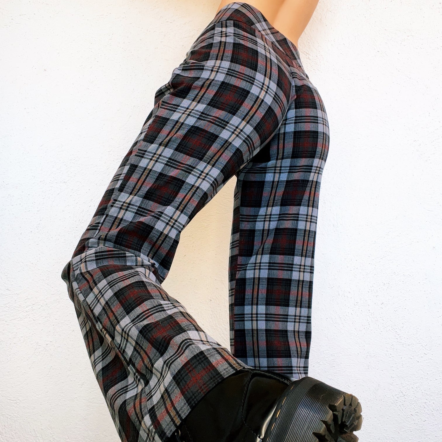 Early 2000s Gray Plaid Flares