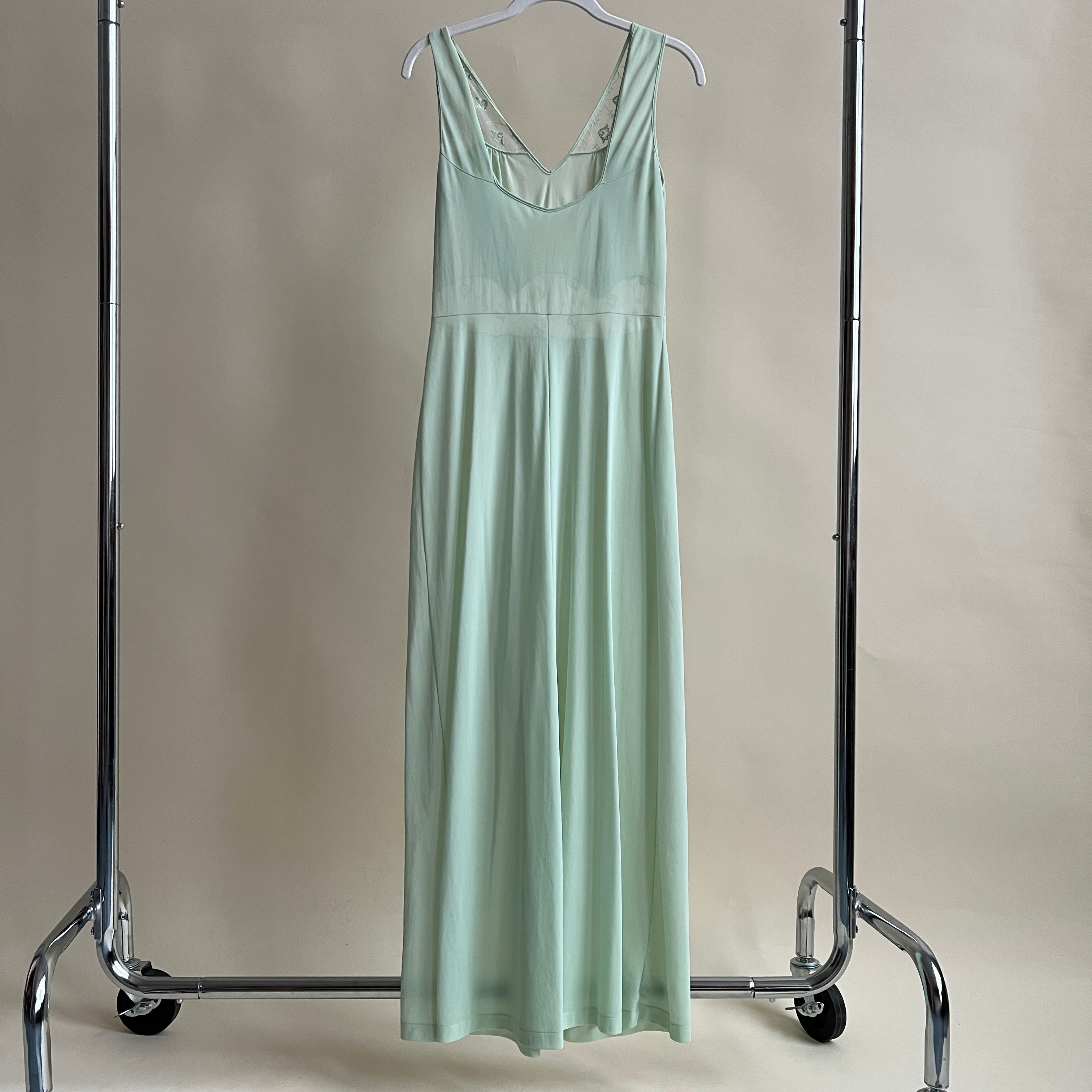 Vintage 50s pastel green maxi slip (M)I