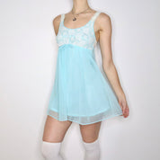 60s Aqua Mini Babydoll Nightgown (S)