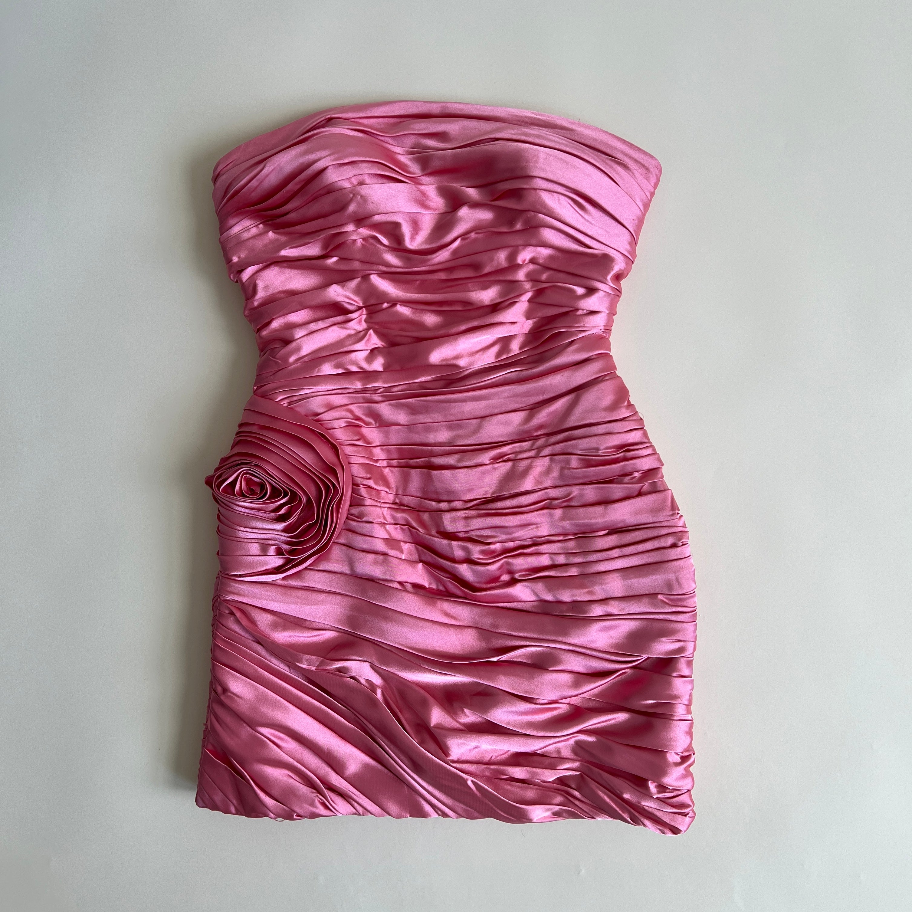 00s pink pleated mini bodycon dress (S)