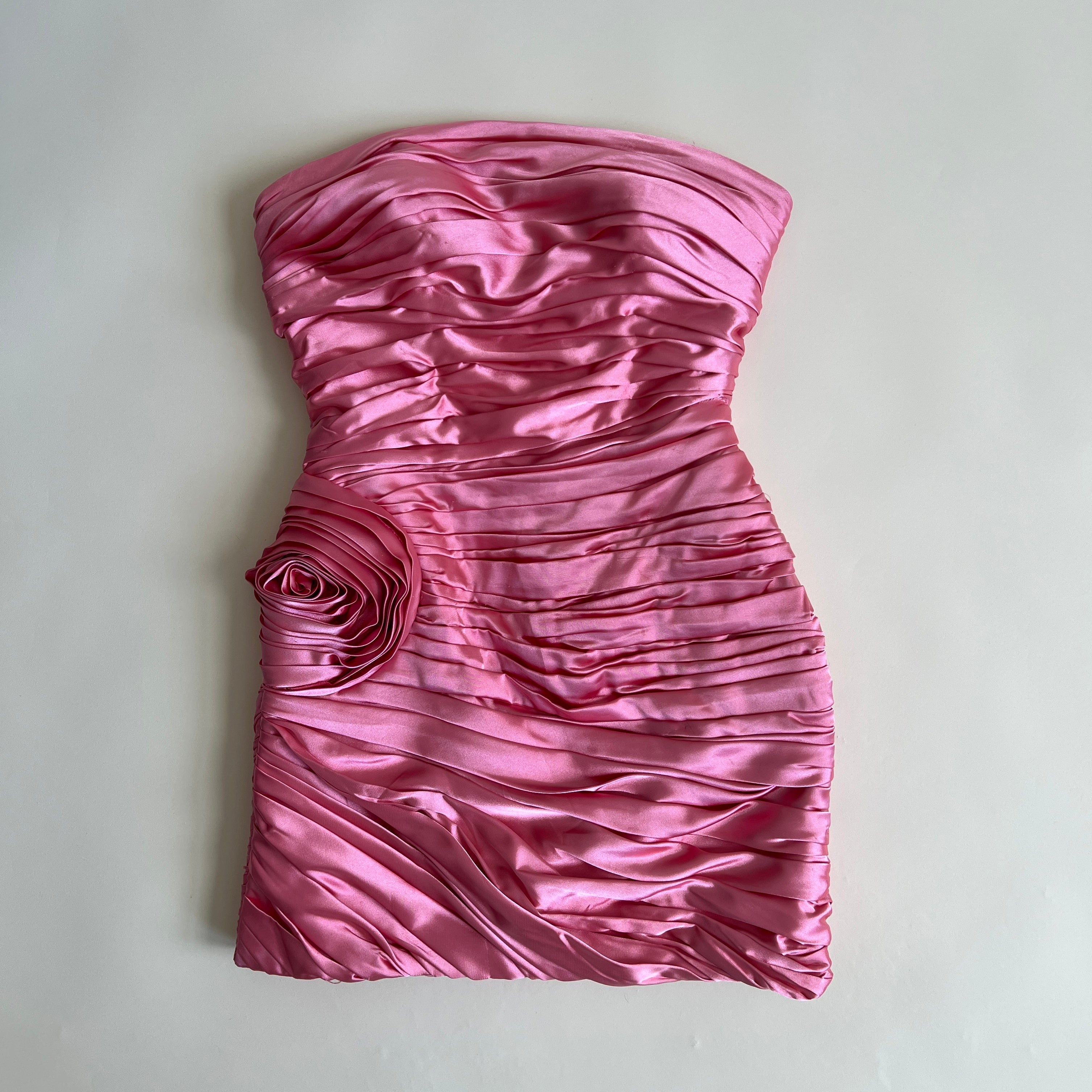 00s pink pleated mini bodycon dress (S)