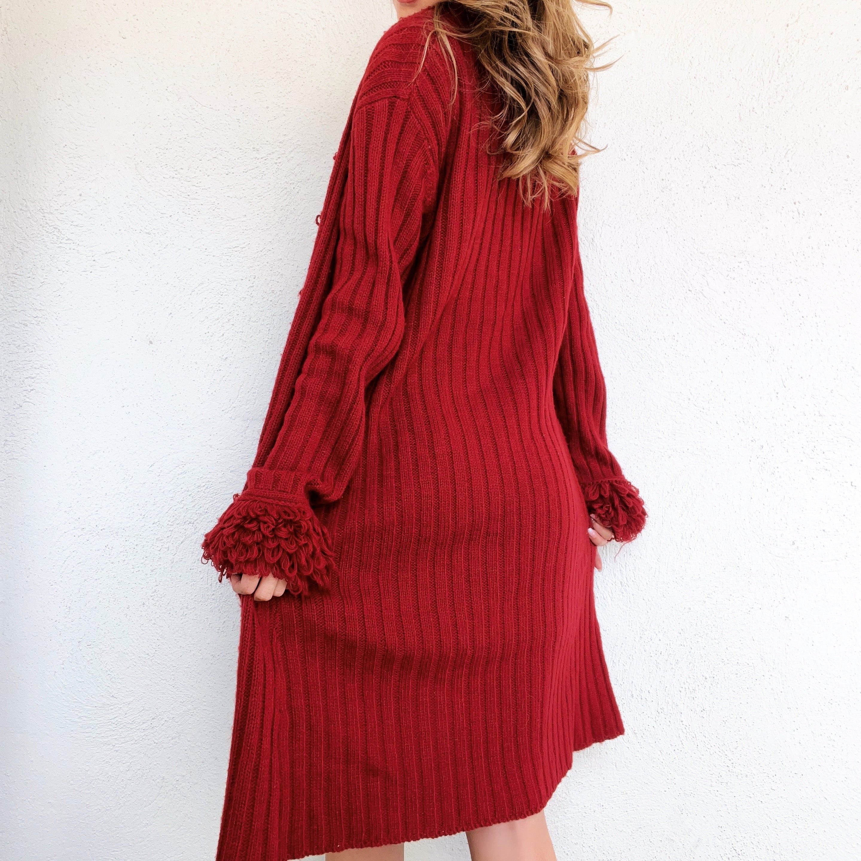 Brick Red Knit Duster