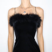 Black Velvet Maxi Dress and Flower Bracelet (Medium)