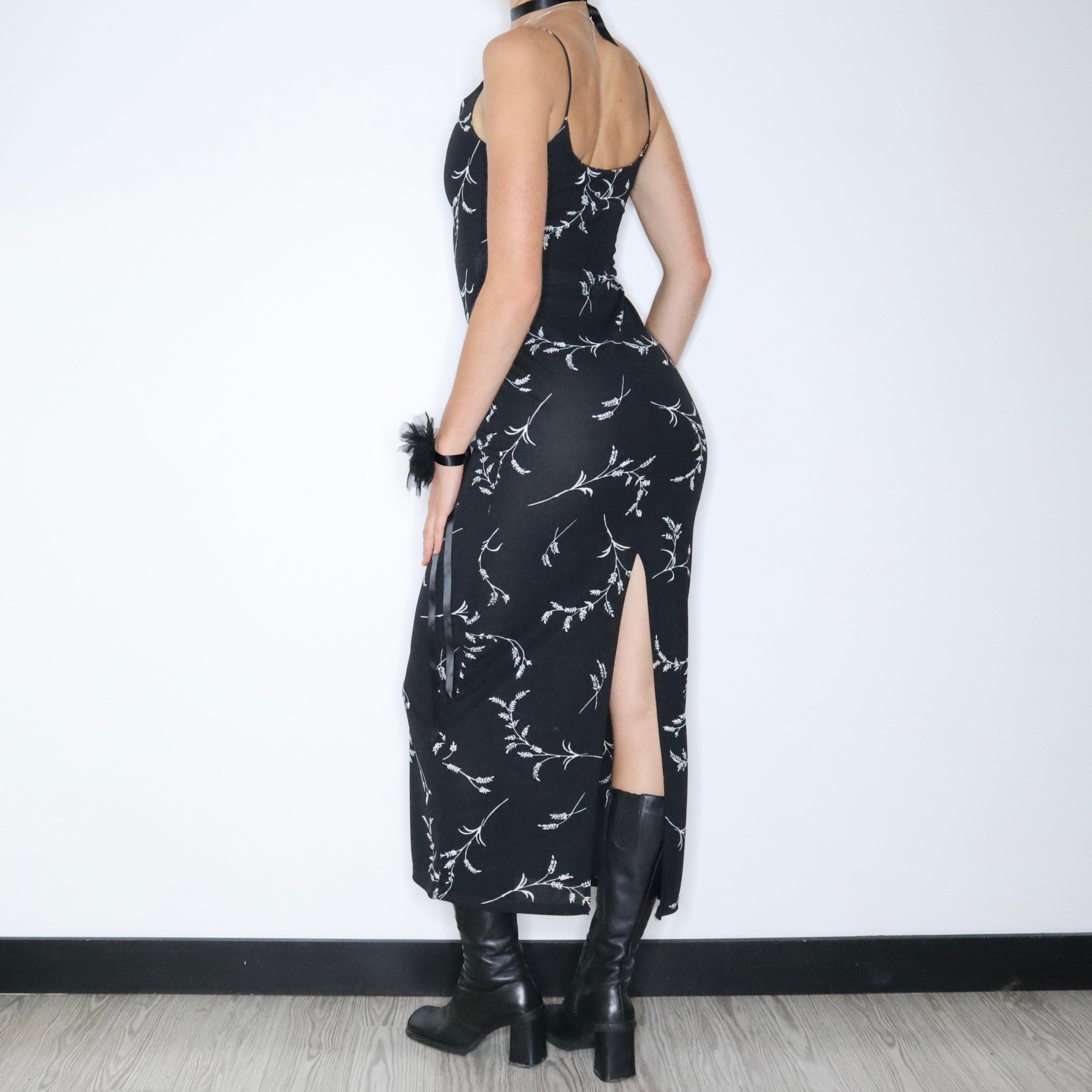 90s Black Maxi Dress (XS)