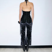 90s Black Velvet Jumpsuit (S)