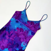 90s Turquoise & Purple Floral Dress