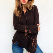 Early 2000s Brown Knit Hoodie
