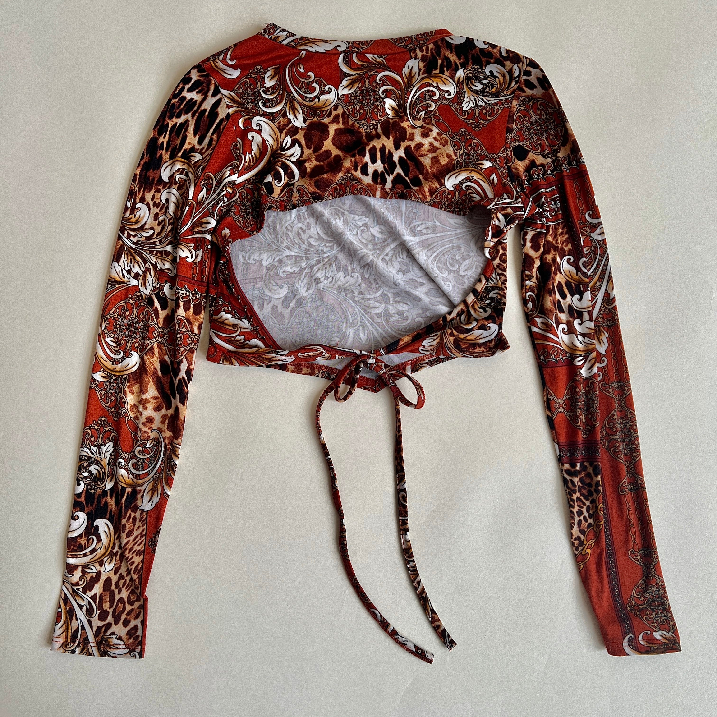 Vintage 90s mixed print backless crop (S/M)
