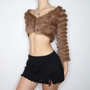 Y2K Brown Fur Bolero (M)
