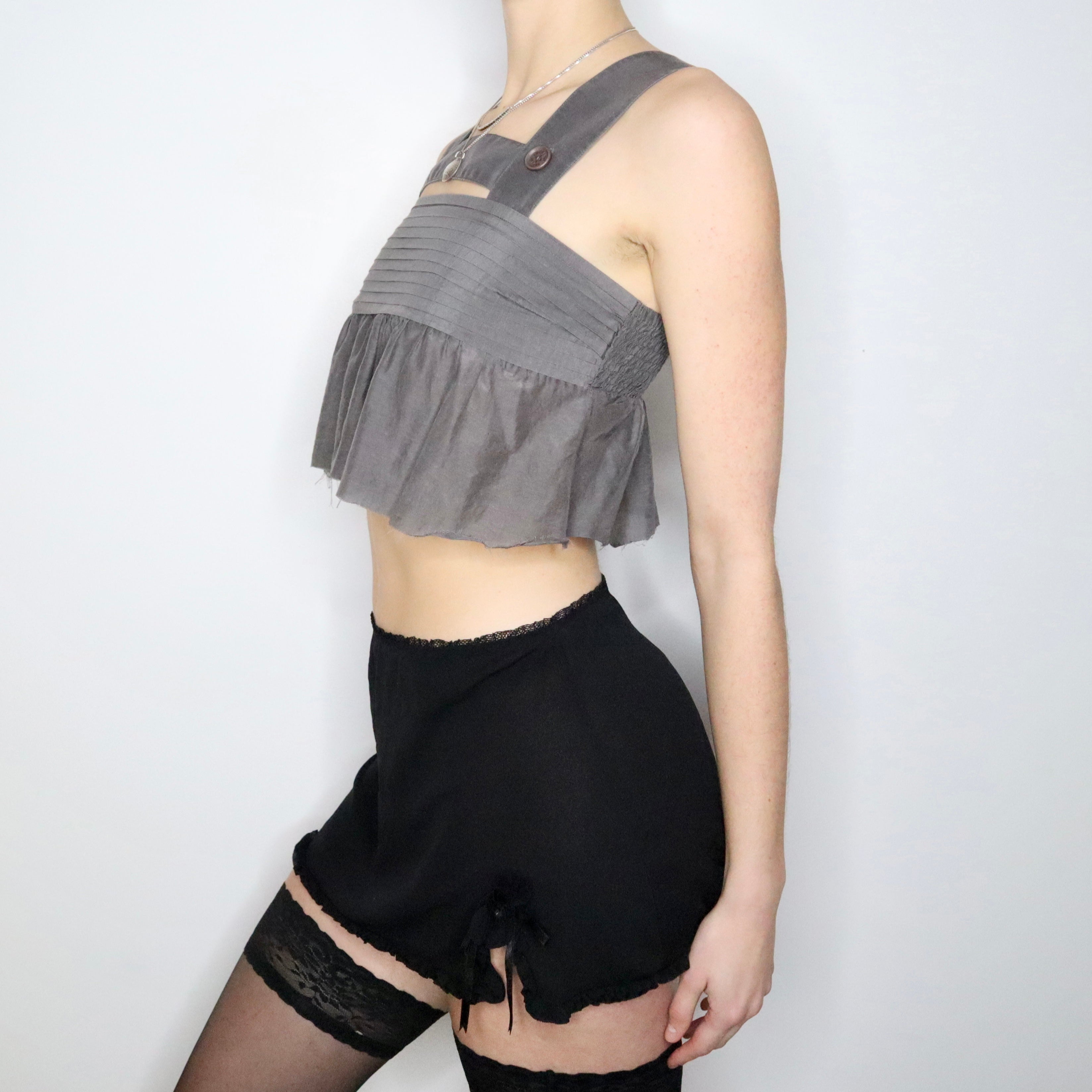 Y2K ARMANI EXCHANGE Gray Babydoll Top (XS/S)