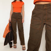 high rise stitched cargos - extra small