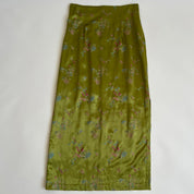 Vintage 90s green print satin maxi skirt (M/L)