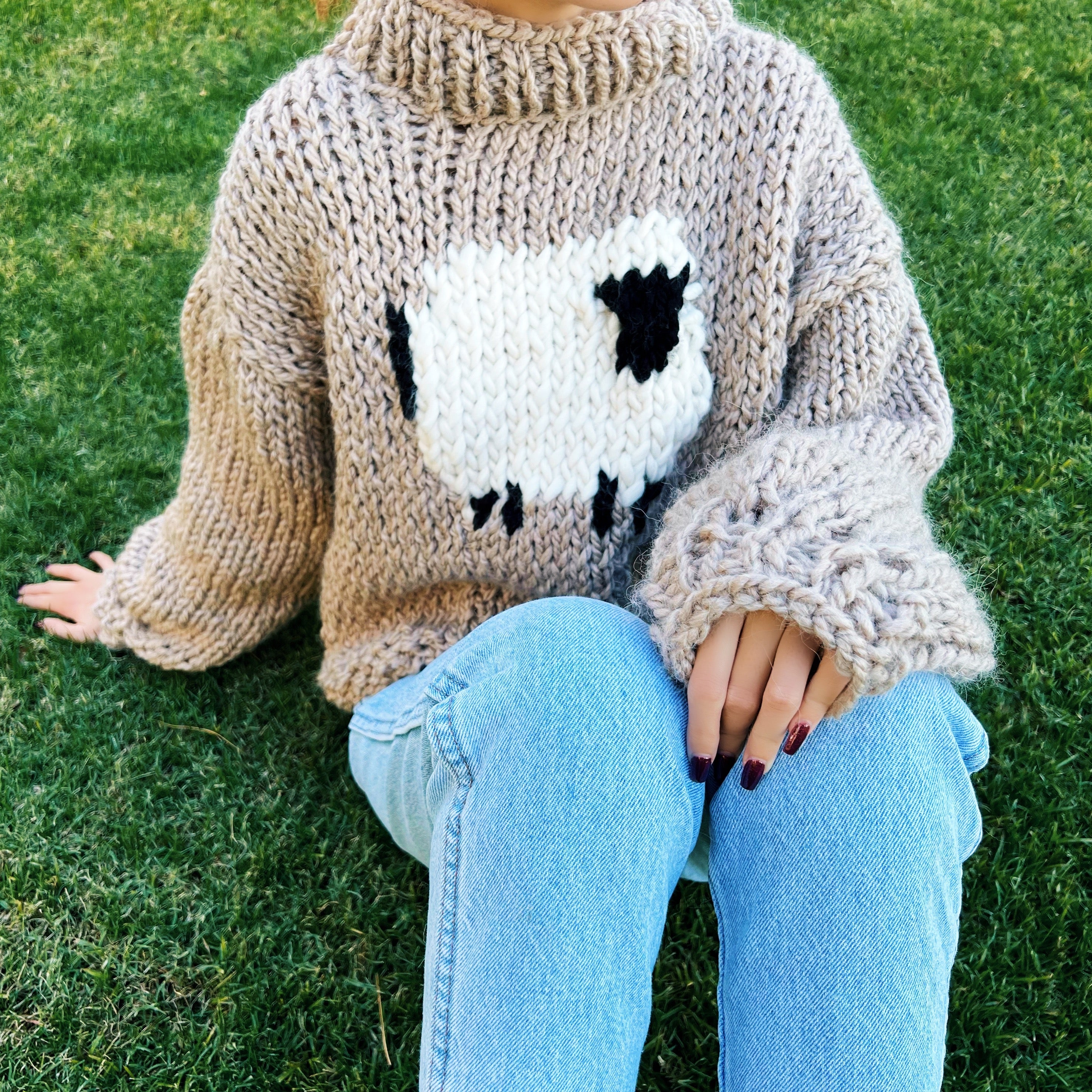 Cozy Hand Knit Sheep Sweater