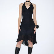 90s BETSEY JOHNSON Black Lace Dress (S)