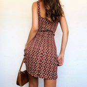 90s Red Patterned Mini Dress