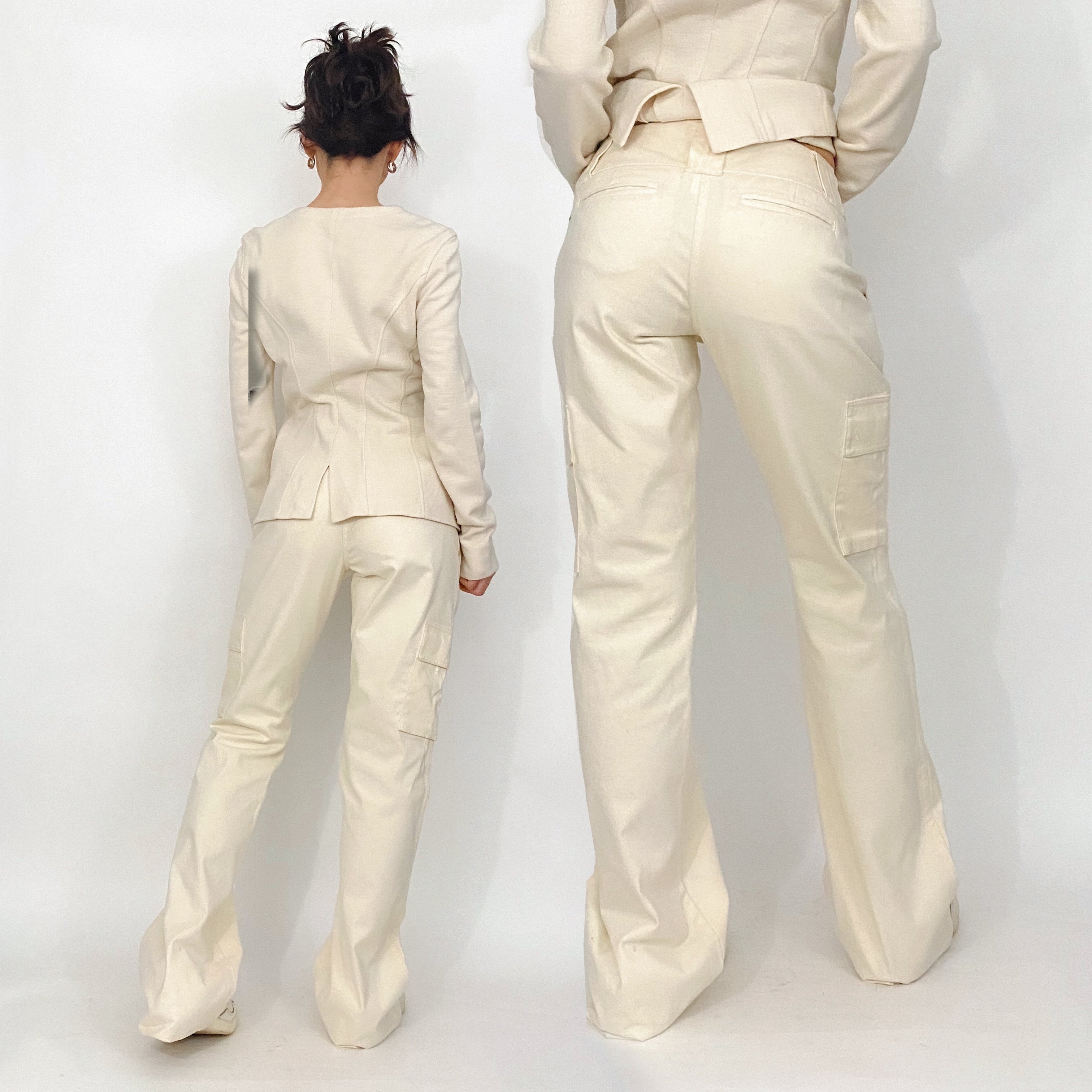 off-white cargo trouser and top set - small