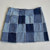 Vintage 90s denim patchwork mini skirt - L