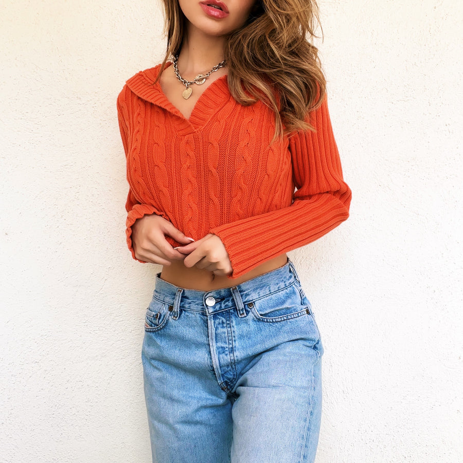 Orange Cropped Sweater (M)