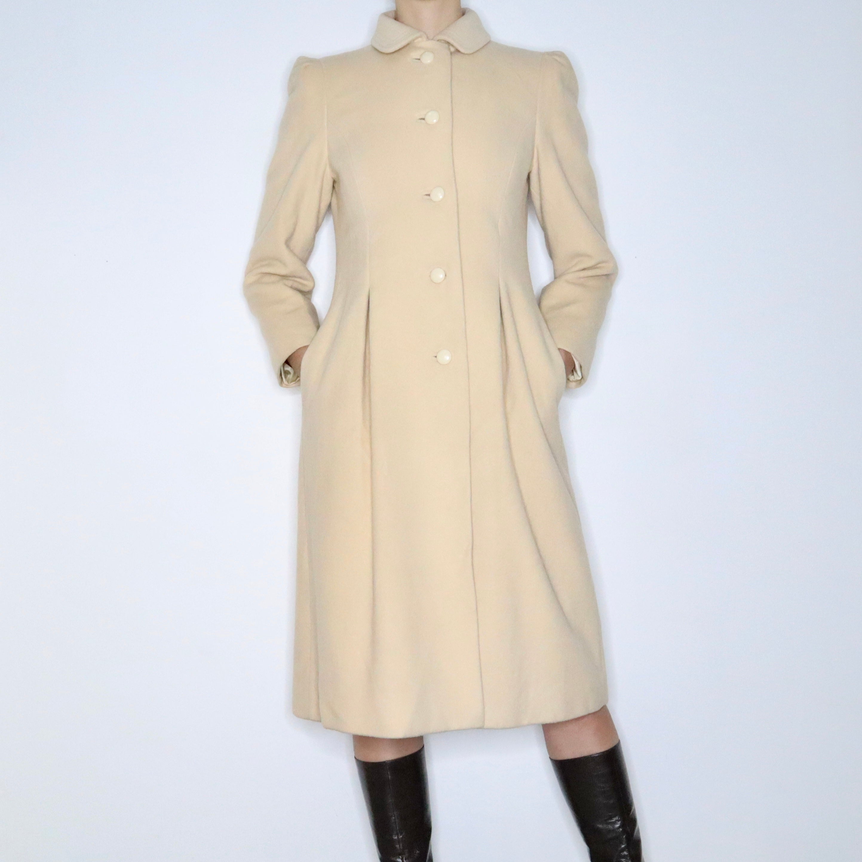 80s ALBERT NIPON Cream Cashmere Princess Coat (S)