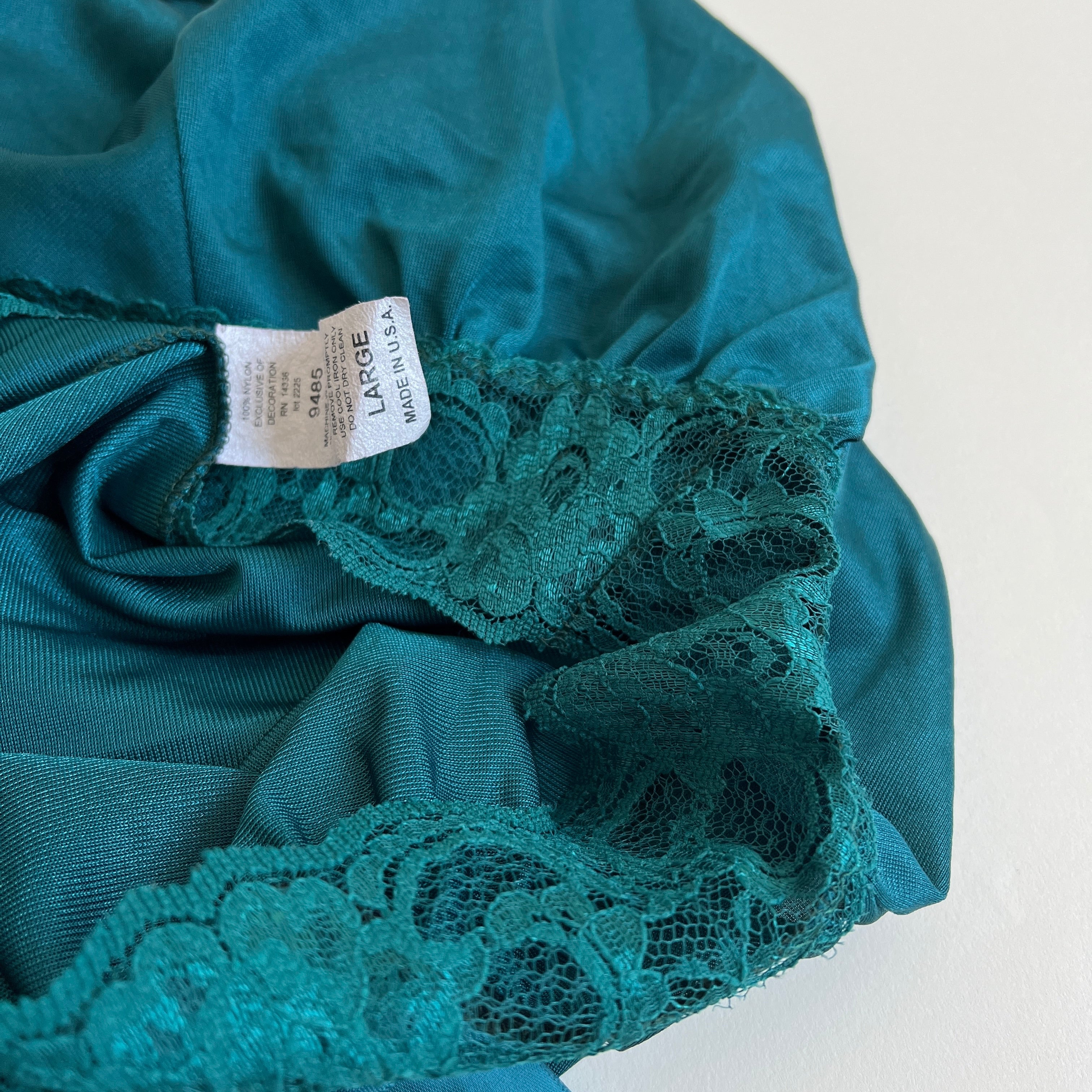Vintage deep teal satin top - L