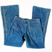 Embroidered Cutout Flare Jeans