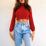 Red Cropped Turtleneck