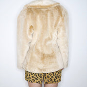 80s Luxurious Beige Faux Fur Coat (S/M)