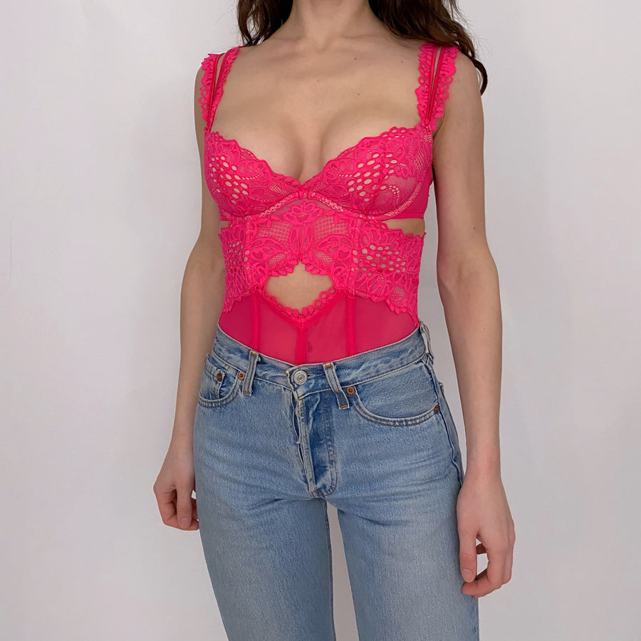 bustier top with garters and cut outs - 34b