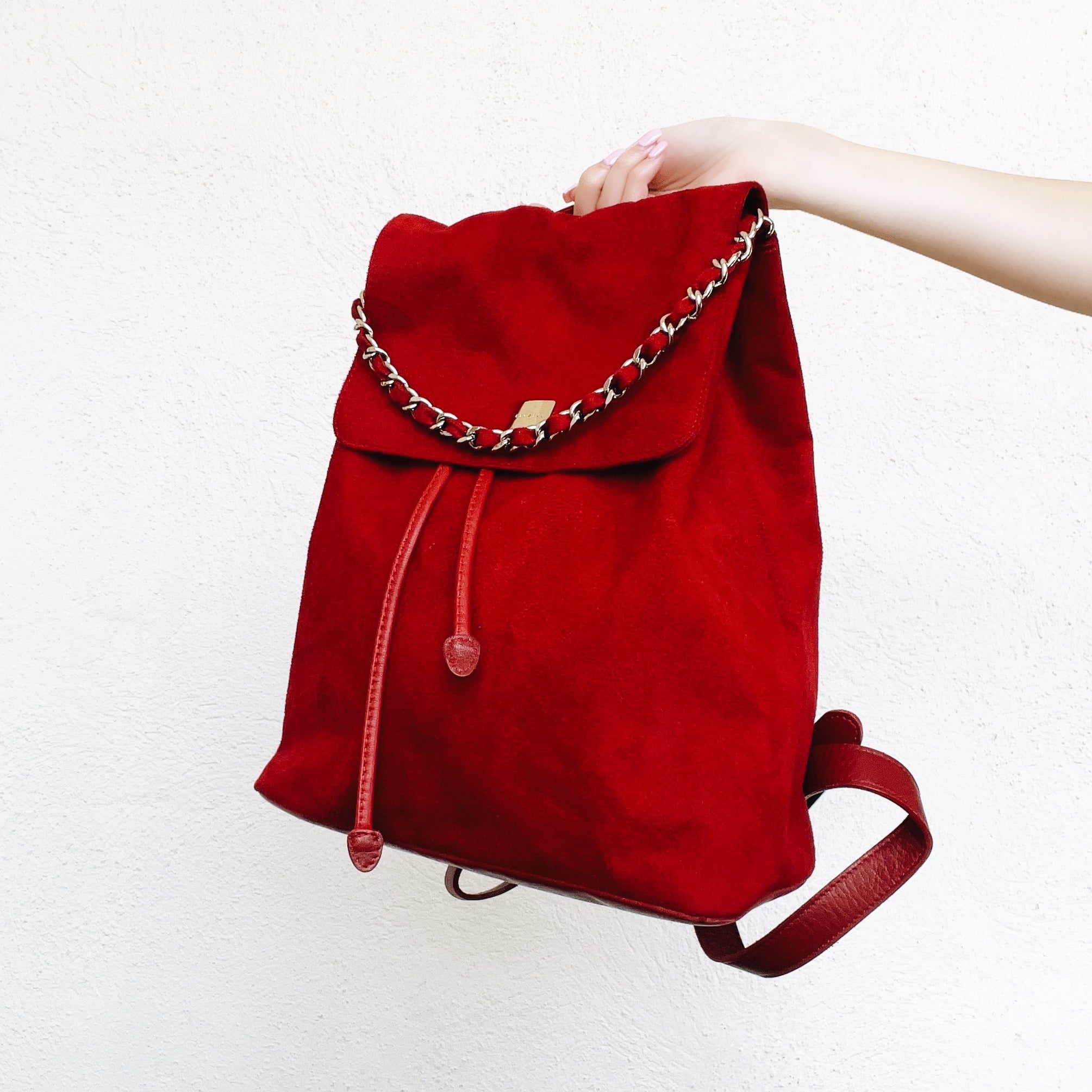 Cherry Red Leather Backpack