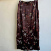 Vintage 90s brown print satin skirt (M)