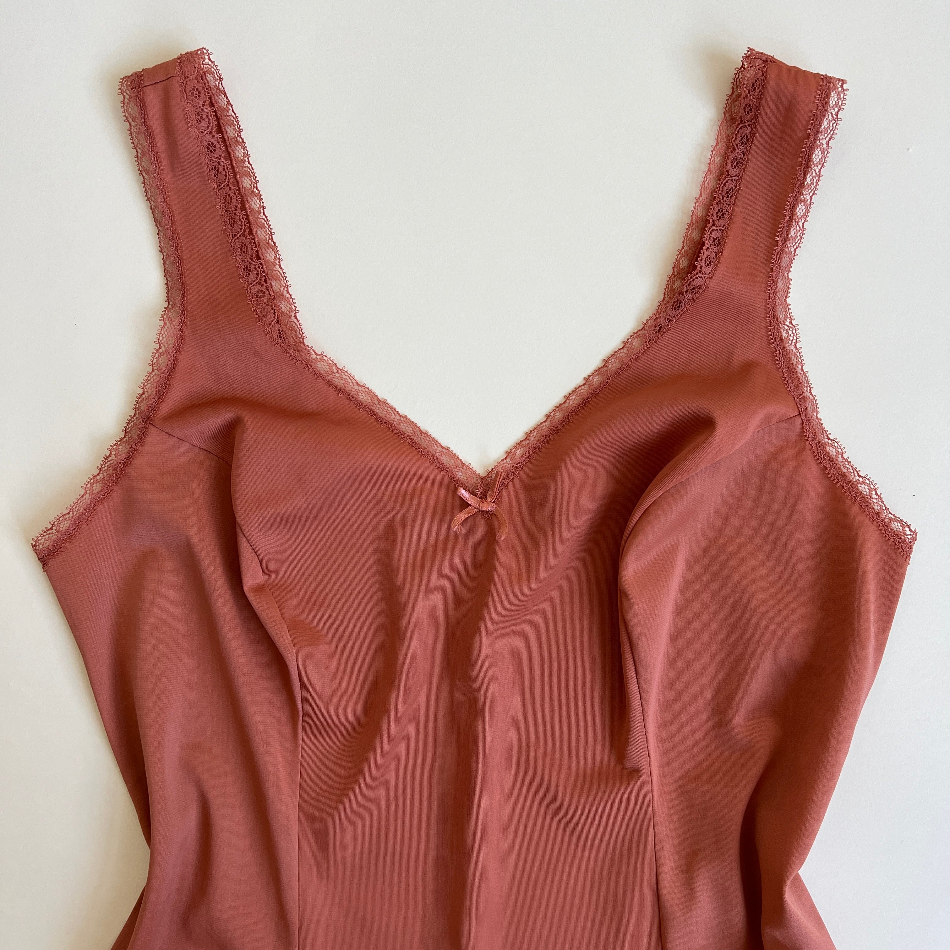 Hand dyed terracotta satin tank (M/L)