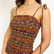 Smocked Floral Mini Dress
