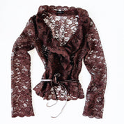 Brown Lace Wrap Top